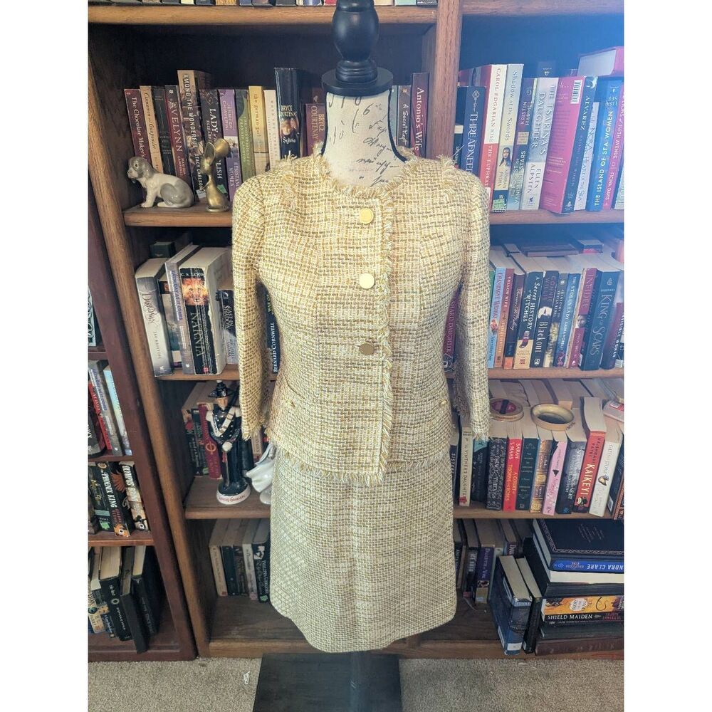 Tory Burch Women's Size 2 Tweed Emma Gold Details Dress and Jacket